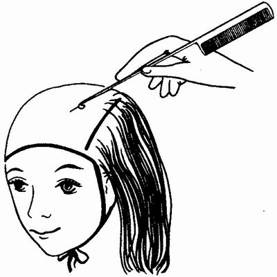 мелирование  волос на шапочку